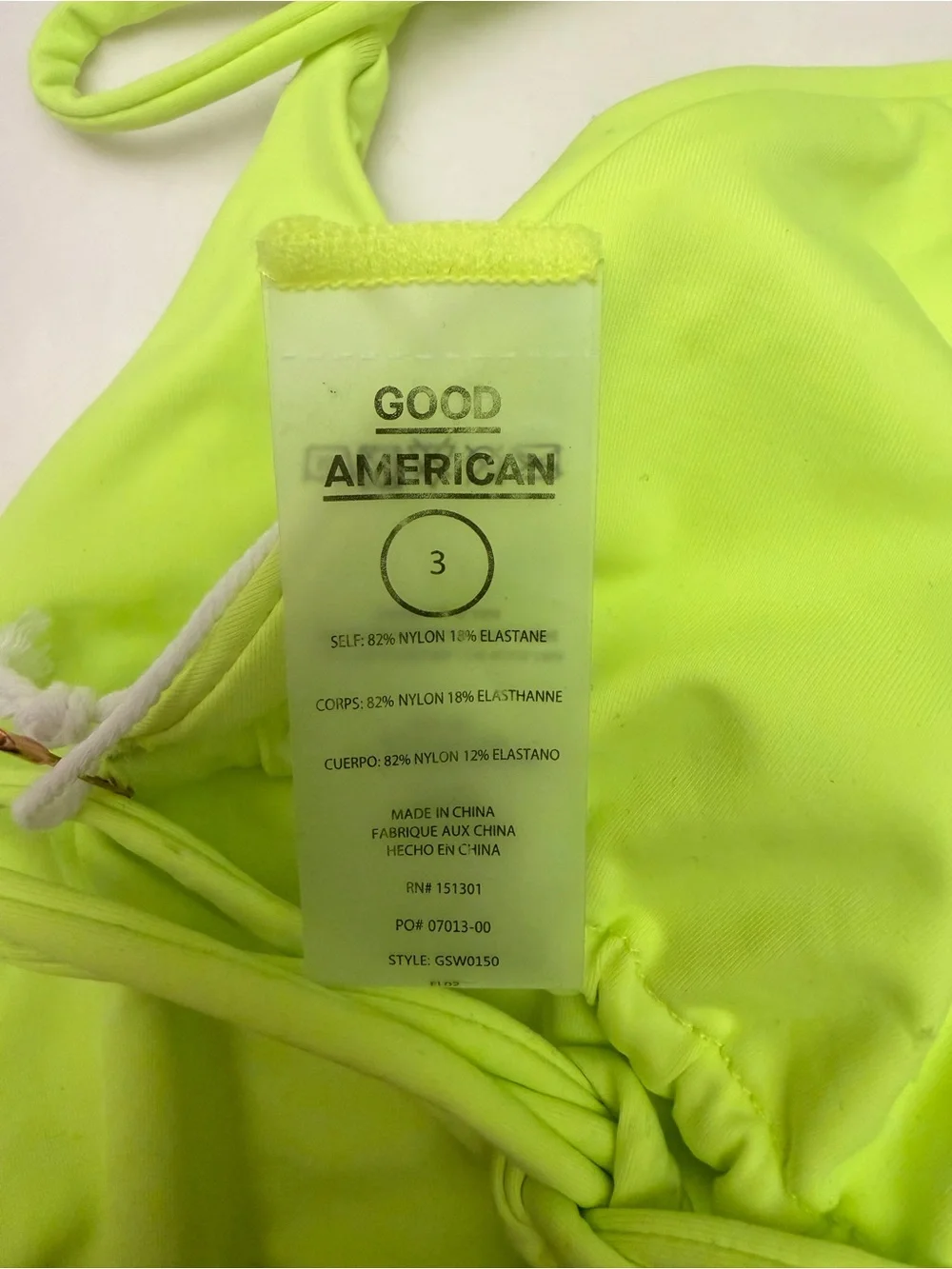 Good american Neon Yellow Triangle Swim Top
